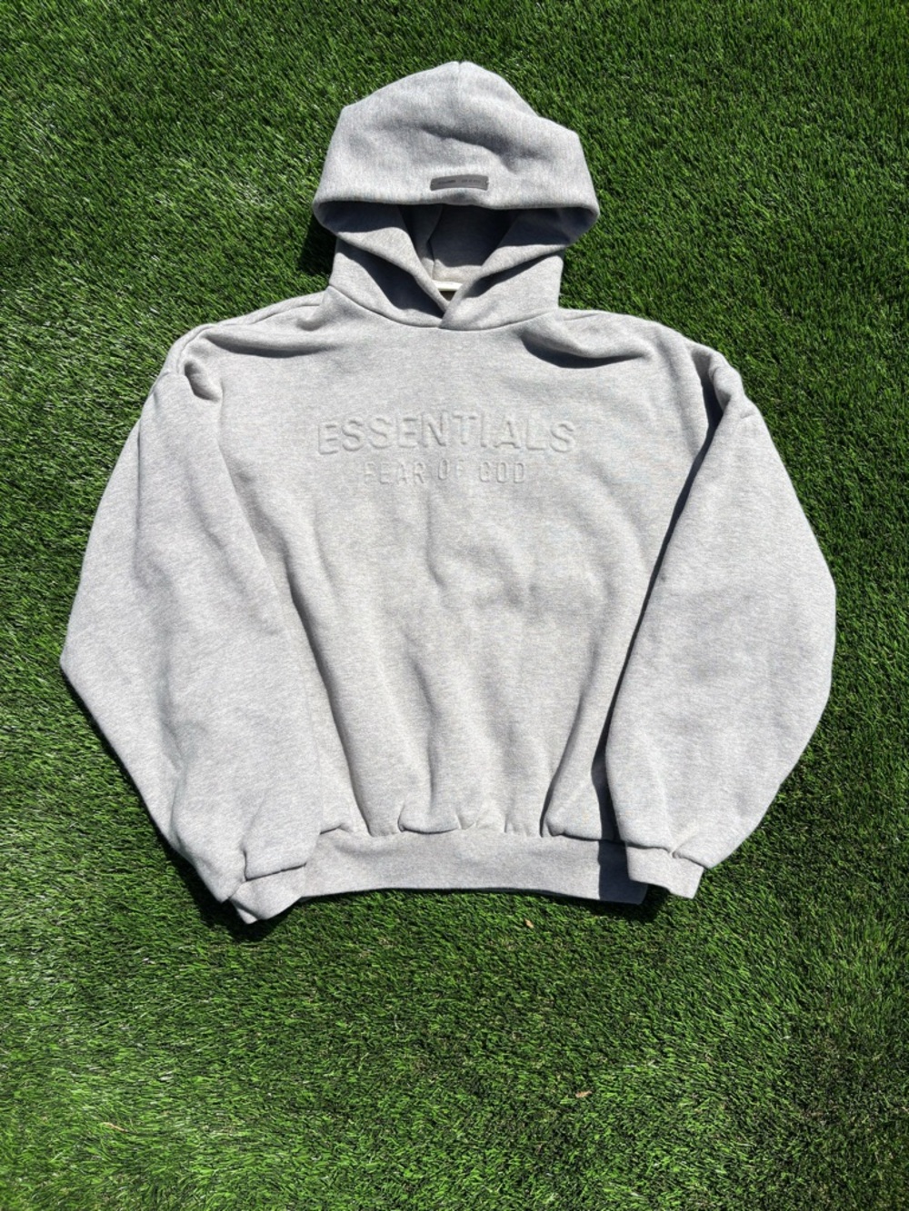 Essentials Fear Of God Light Heather Gray 90s Embossed Hooded Sweatshirt